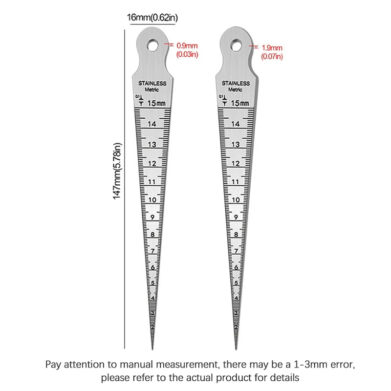 1pcs 1-15mm Stainless Steel Taper Gauge Feeler Inner Diameter Ruler Hole Measuring Tool For Taper Aperture Scale