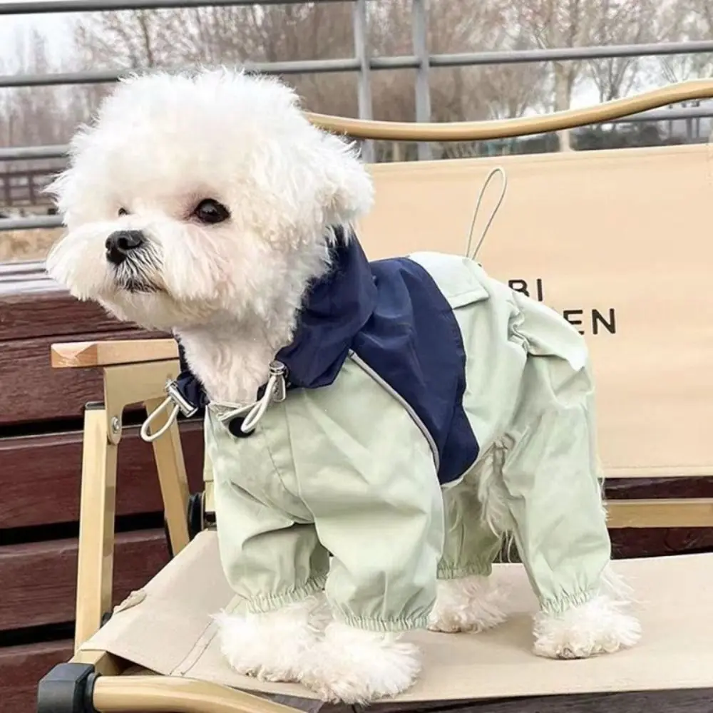 Neuer wasserdichter Hunderegenmantel, staubdicht, insektenresistent, schützender Hundeanzug mit Kapuze, strapazierfähige Haustierkleidung für kleine Hunde. – Detail 5