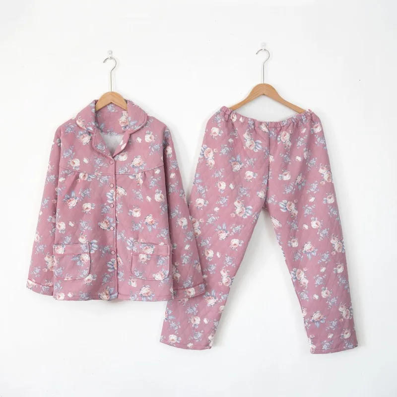 2024 New Air Cotton Pajamas Women's Winter Autumn Middle-aged Elderly Nightwear Plus-size Homewear Thin Cotton Spring Sleepwear