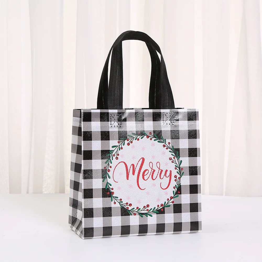 حقيبة تسوق مقاومة للماء، حقيبة تخزين هدايا قابلة للطي، حقيبة هدايا غير منسوجة لعيد الميلاد، قابلة لإعادة الاستخدام لترويج الأعمال للعام الجديد