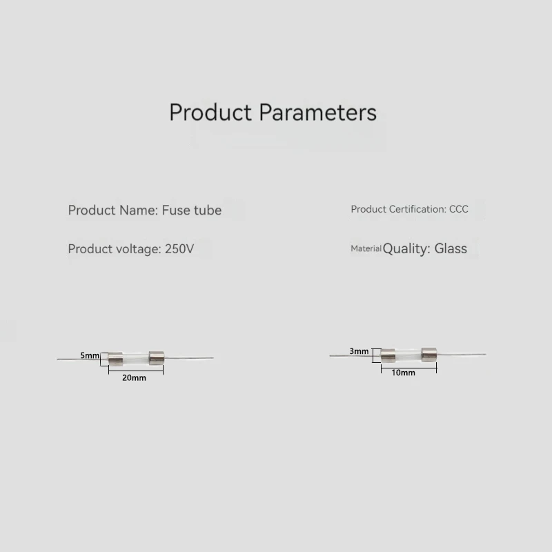【10PCS】5*20mm slow-T break-F Take the lead Glass fuse tube With a pin 250V 0.5A 1A 2A 3A 4A 5A 6A 6.3A 8A 10A 12A 15A 20A
