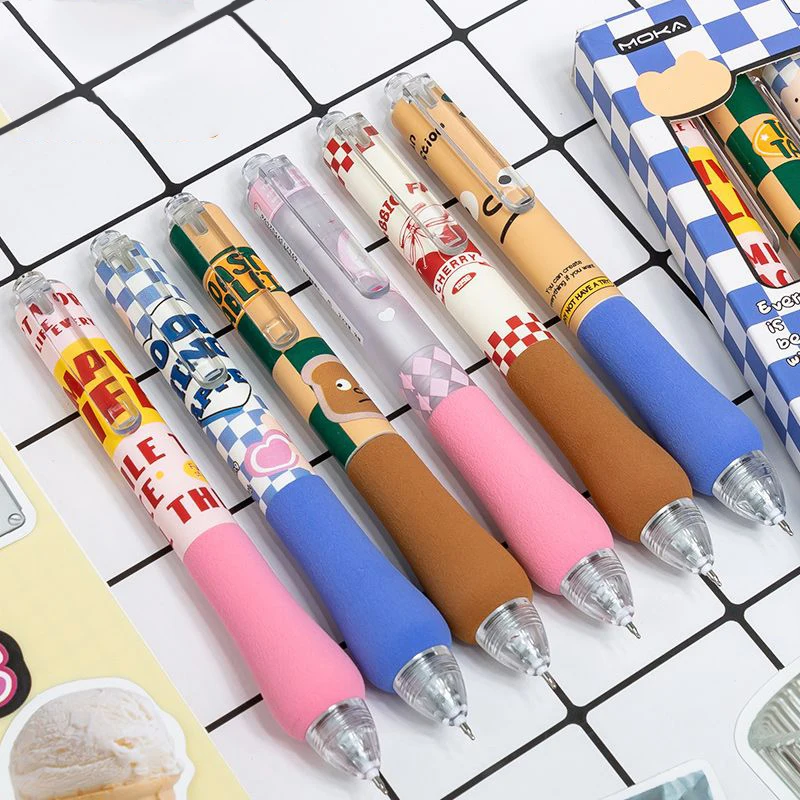 6PCS Cool Girl Cowboy Lori Gothic Style Happy Bear Toy Writing Finger Cherry Protection Gel Pen Caneta Stationery School Supplie