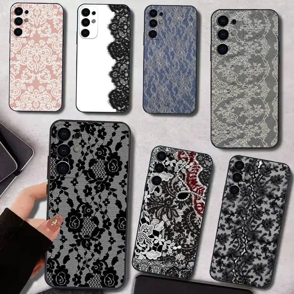 Lace Print Pattern    Phone Case Silicone Soft For Samsung S25,S24,S21,S22,S23,S30,Ultra,S20,Plus,Fe,Lite