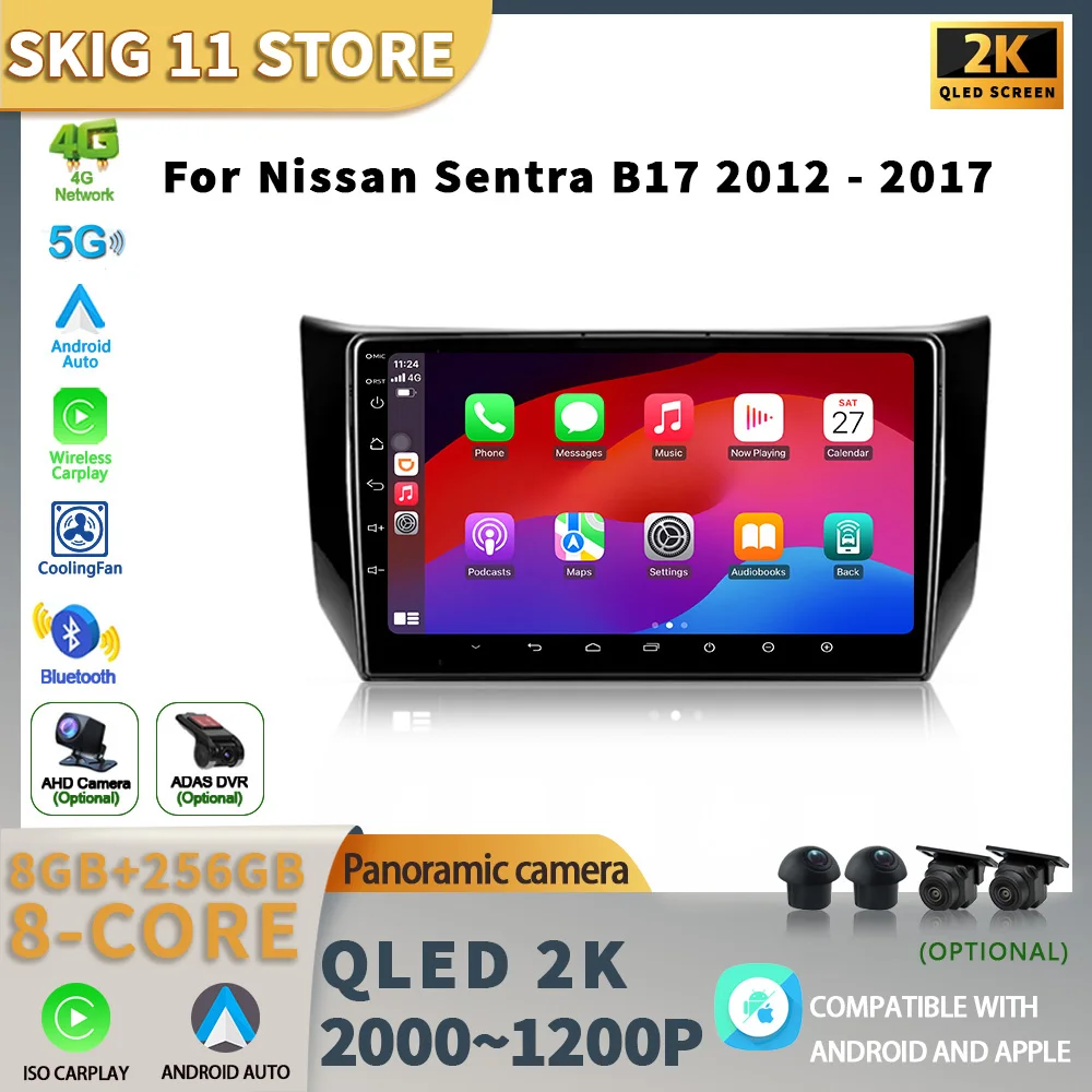 

For Nissan Sentra B17 2012 - 2017 Car Radio Multimedia Center Navigation Stereo 4G GPS Auto Radio Carplay Android 13 Screen