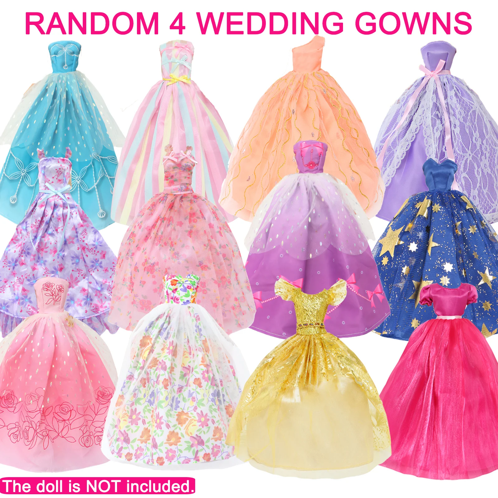 53 Pack Doll Clothes and Accessories for Barbie Doll Wedding Gown Dresses Casual Outfits Swimsuit Hangers Shoes Kids Toy Gift