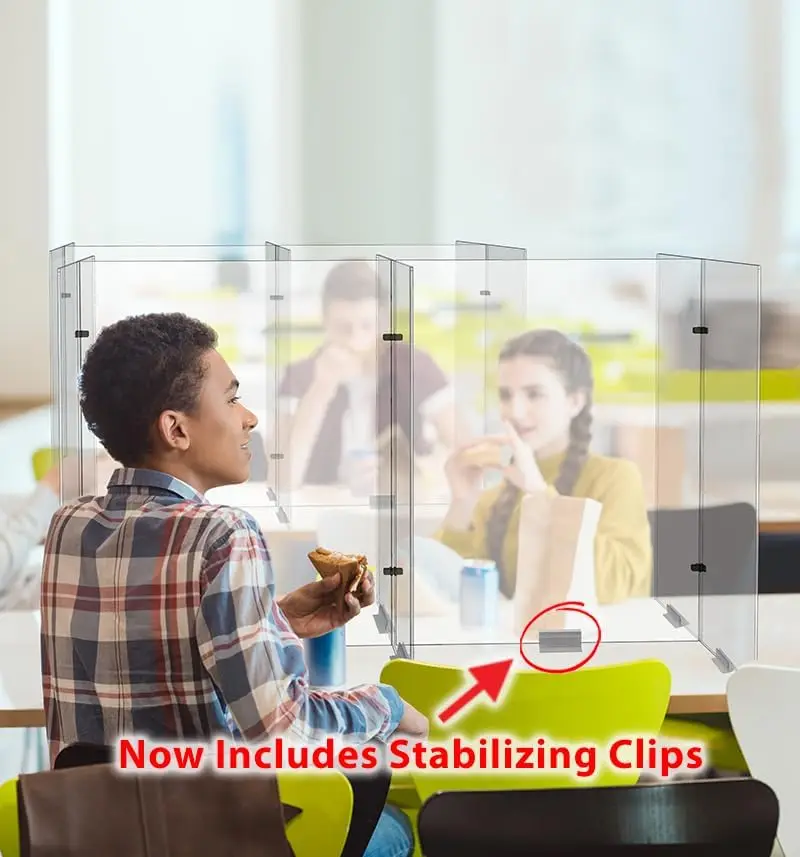 Clear Acrylic/Plexiglass Table Divider Sneeze Guard For Schools, Cafeterias, Libraries, Cafés, Tables, University, Mask Free -