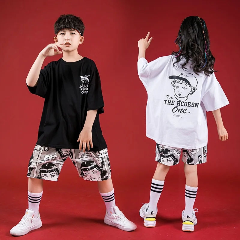 

Children's Street Dance Outfit Boys Hip-Hop Trendy Summer KidshiphopPerformance Costume Girls' Jazz Dance Outfit