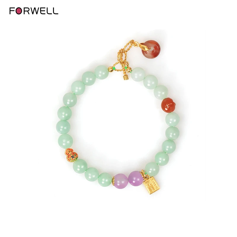 FORWELL joyería de moda pulsera verde jadeíta Natural exquisita elegante Simple de alta calidad pulsera de amistad Sexy chicas jóvenes
