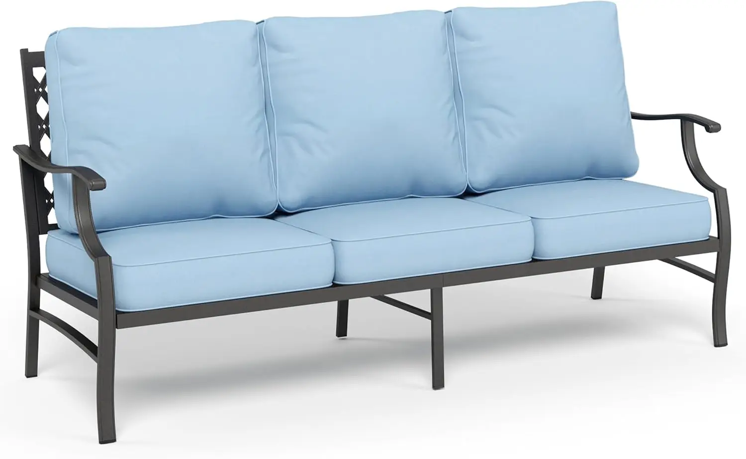 

Metal Patio Furniture Sofa with 5.75" Extra Thick Waterproof Cushion, 3-Seater Deep Seating & High-Back Outdoor Couch All Weathe