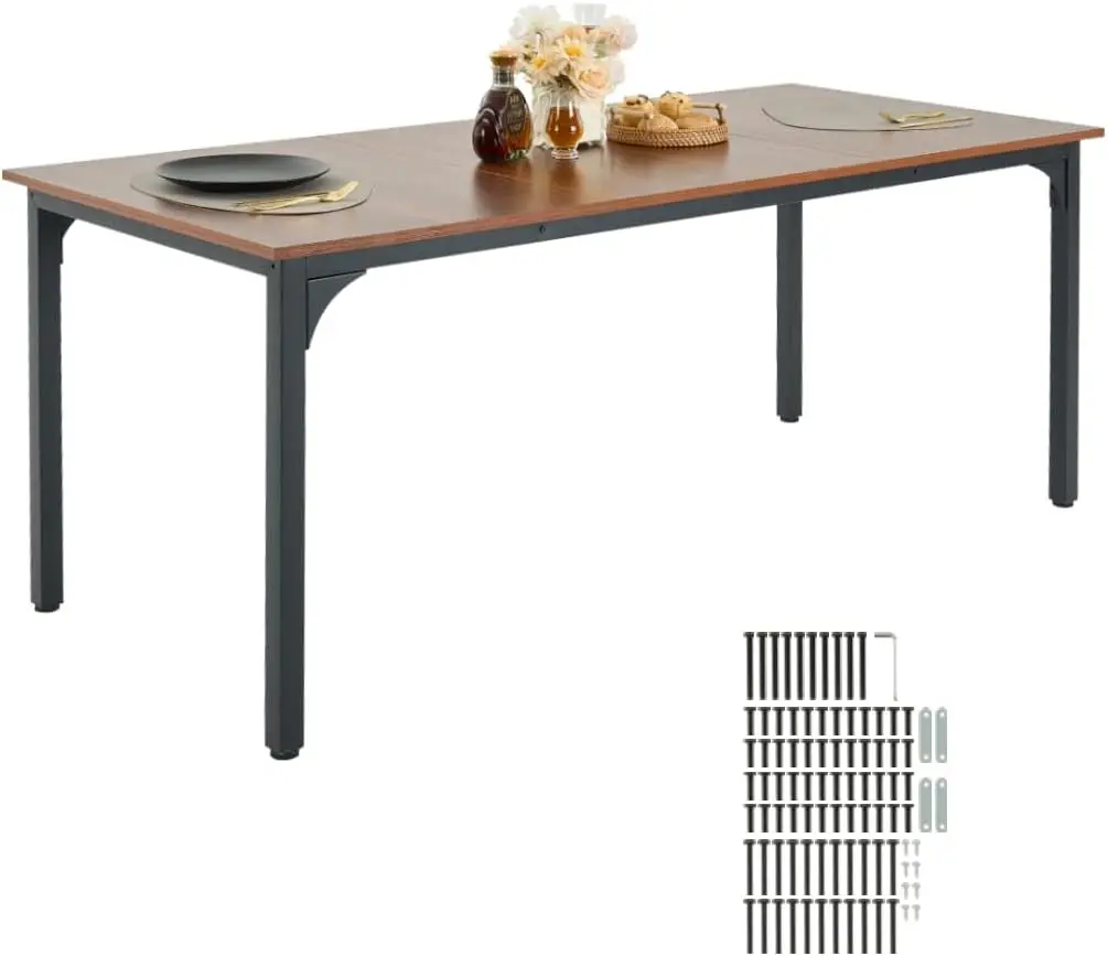 

Rectangle Dining Table, 71 inch Length Large Wood Tables for 6-8 Person, Farmhouse Dinner Furniture, Rustic Conference Desk