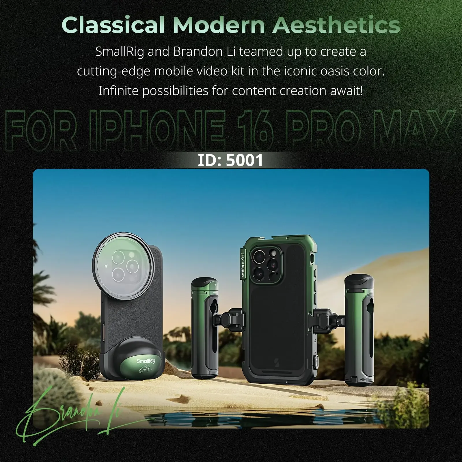 SmallRig 5002 16 Pro/Pro Max Cage Kit x Brandon Li Mobile Kit video leggero per iPhone 16 Pro/Pro Max Co-design Edition