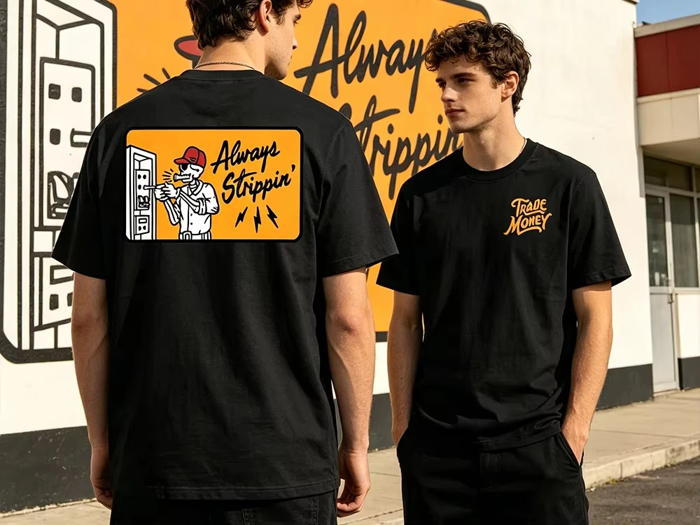 2026 new Doodle-style logo round-cornered rectangular frame  skull character with lightning symbol pattern Unisex casual Tee