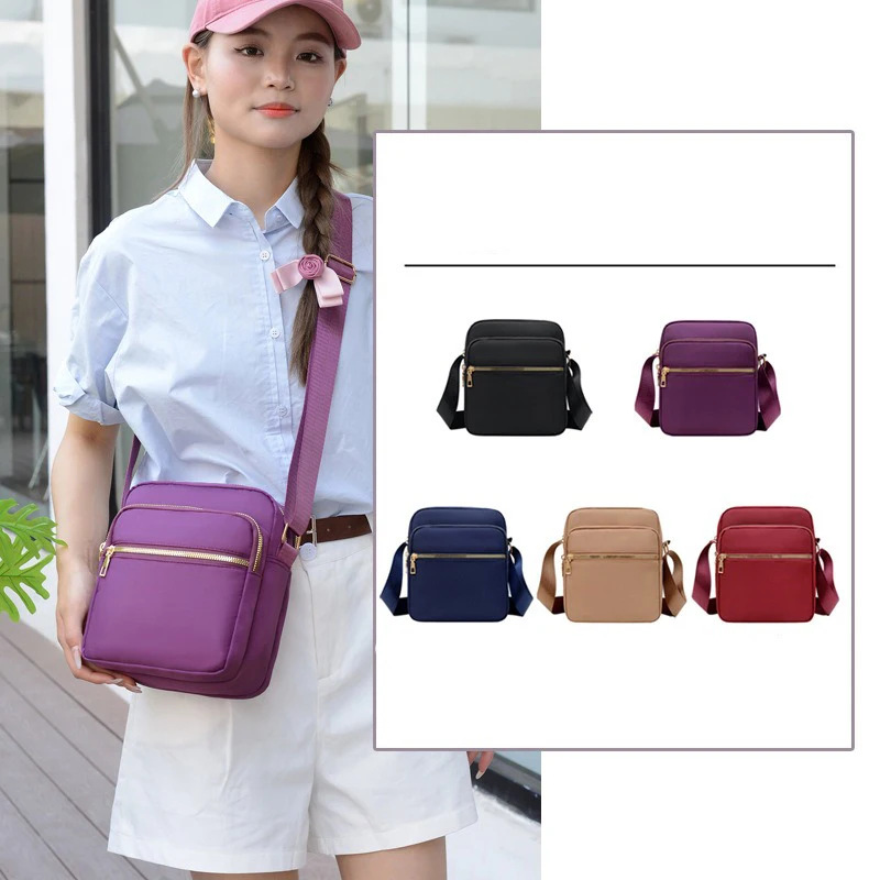 

Small Square Crossbody Bag for Women Nylon Water Resistant Multi Pocket Business Cash Register Shoulder Bag