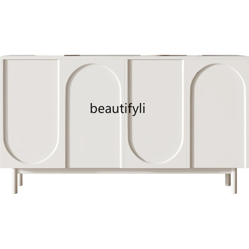 

French Solid Wood Cream Style Sideboard Cabinet Simple Modern Hallway Nordic Storage Chest of Drawers