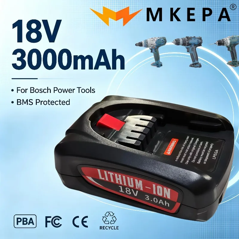 Durable 18V 3000mAh Lithium‑ion Replacement Battery For PBA PSB PSR Home Garden Power Cordless Tools Fit AL1880CV Charger
