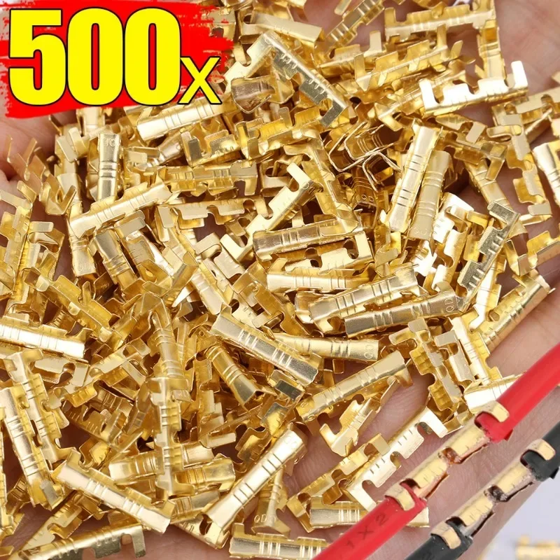 500-50pcs U-terminal Connectors Tabs Cold Inserts Crimp Connector Double U-shaped Brass Parallel Cold Inserts Tabs 0.3-1.5mm²