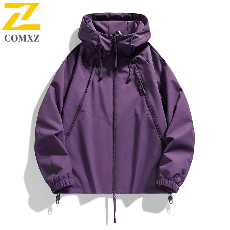 Jaqueta masculina com capuz blusão oversize 2025 novo outono à prova dwaterproof água preto caça trabalho acampamento solto fino softshell trench coats