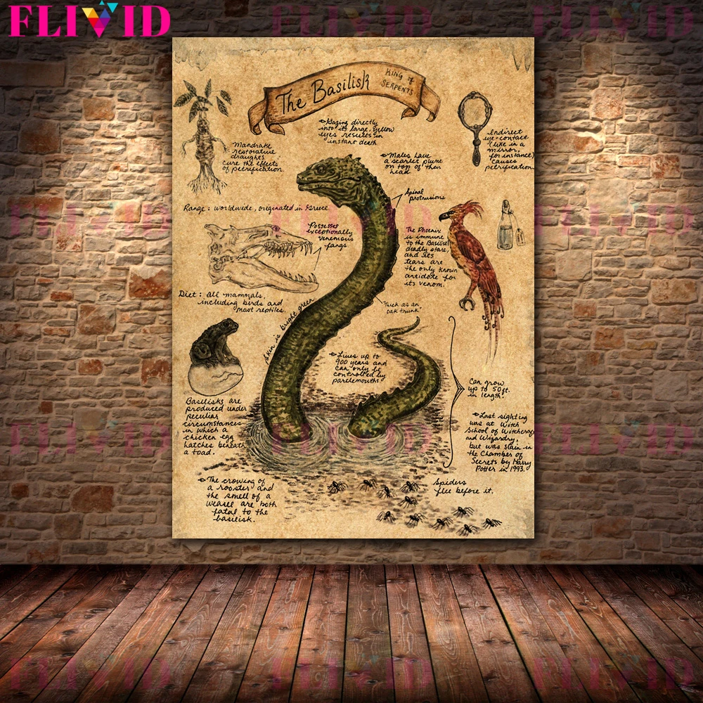 Dementor، Dragon، Basilisk جدار الفن قماش اللوحة الزخرفية رمادي الذئب، فينيكس، ملصق يونيكورن الرئيسي وطباعة ديكور غير المؤطرة
