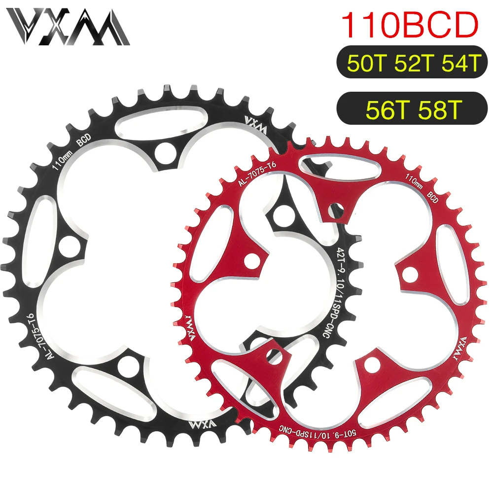 

VXM Road Bicylcle 110BCD Crank 36T 50T 52T 54T 56T 58T Chainwheel Alloy Ultralight Climbing Power Chainring Plate Bicycle Parts