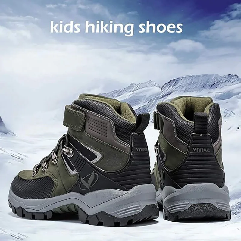 Kids Hiking Boots Boys Girls Outdoor Walking Climbing Sneaker Comfortable Snow Shoes Hiker Boot Antiskid Steel Buckle Sole