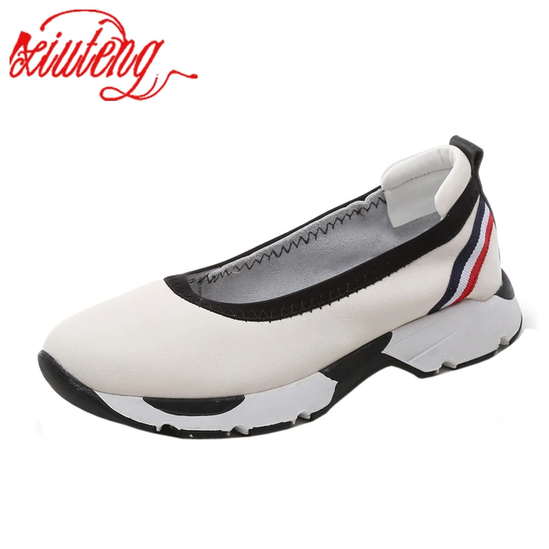 Xiuteng New 21Women\'s New Cow Leather Shoes And Soft Soles Athletic Shoes For The Elderly Leisure Women Non-Slip Shoes