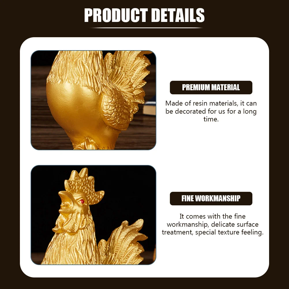 

Desktop Rooster Decor Resin Adornment Decorative Rooster Delicate Resin Craft Tabletop Ornament Home Office Zodiac Souvenir