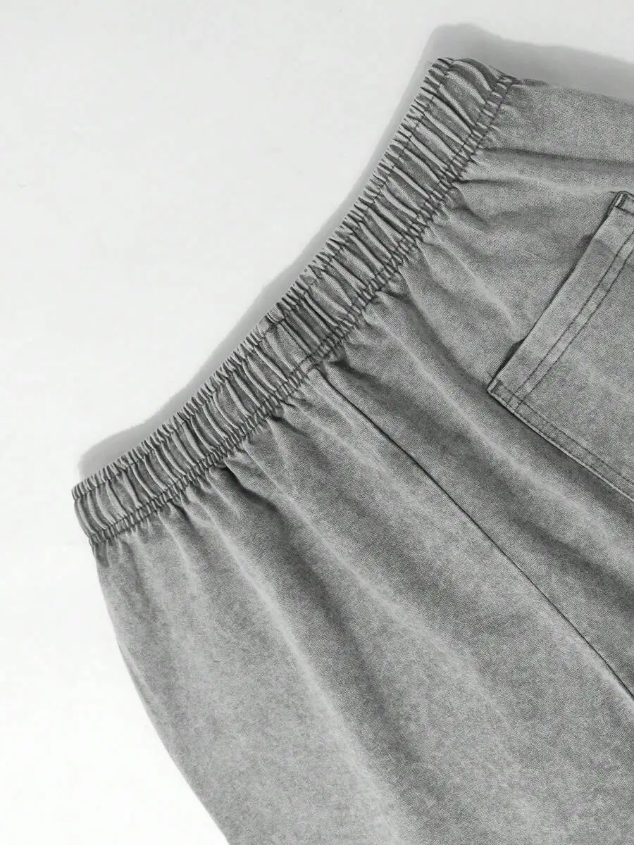 

Casual Washed Shorts With Flame Skull And Heart Print For Men