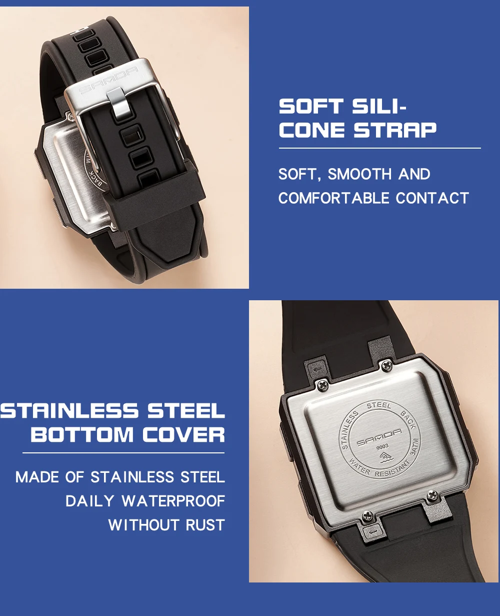 SANDA Fashion New Sport Men's Watches Multifunction Waterproof Digital Watch Men Wristwatch Clock Male Relogio Masculino 9003