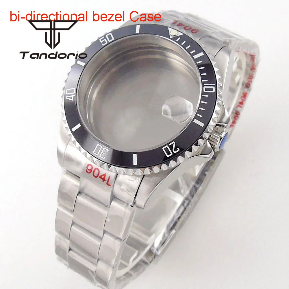 

40mm Watch Case Bracelet 20Bar 90 Clicks Bi-directional Rotating Bezel Sapphire Glass Fit NH34 NH35 NH36 ETA2824 PT5000 Movement