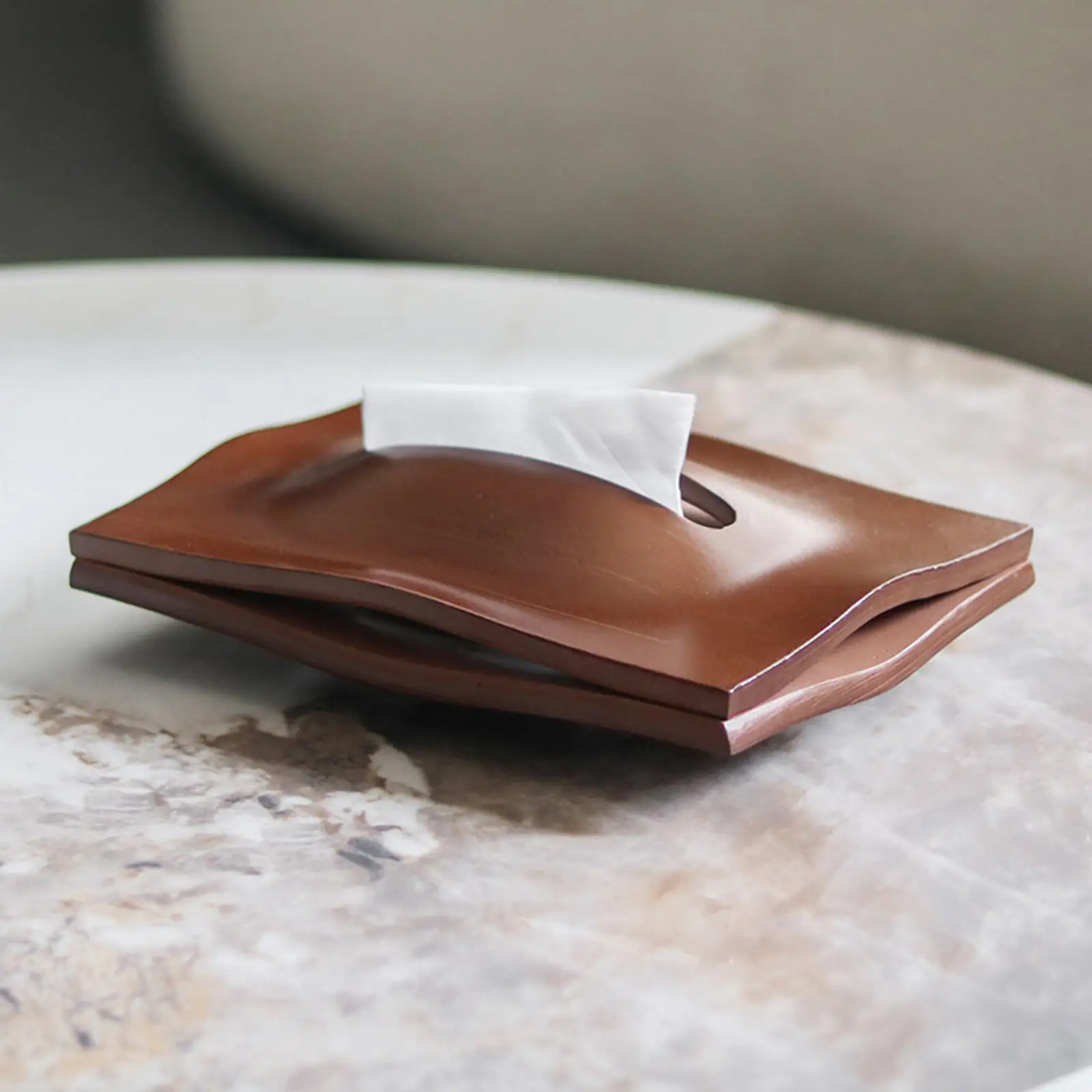 

Wood Tissue Box Cover Abstract Tissue Case for Restaurant Vanity Dresser