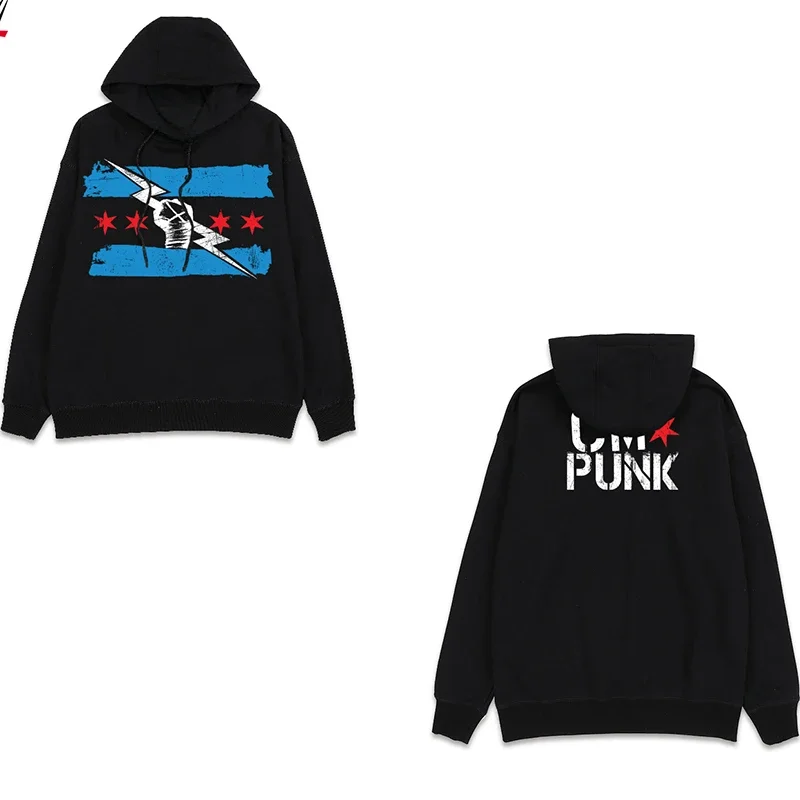 Sudadera con capucha estampada para hombre y mujer, serie PUNK de manga larga, moda americana de gran tamaño, nuevo chándal WWE, holgado, clásico y sencillo