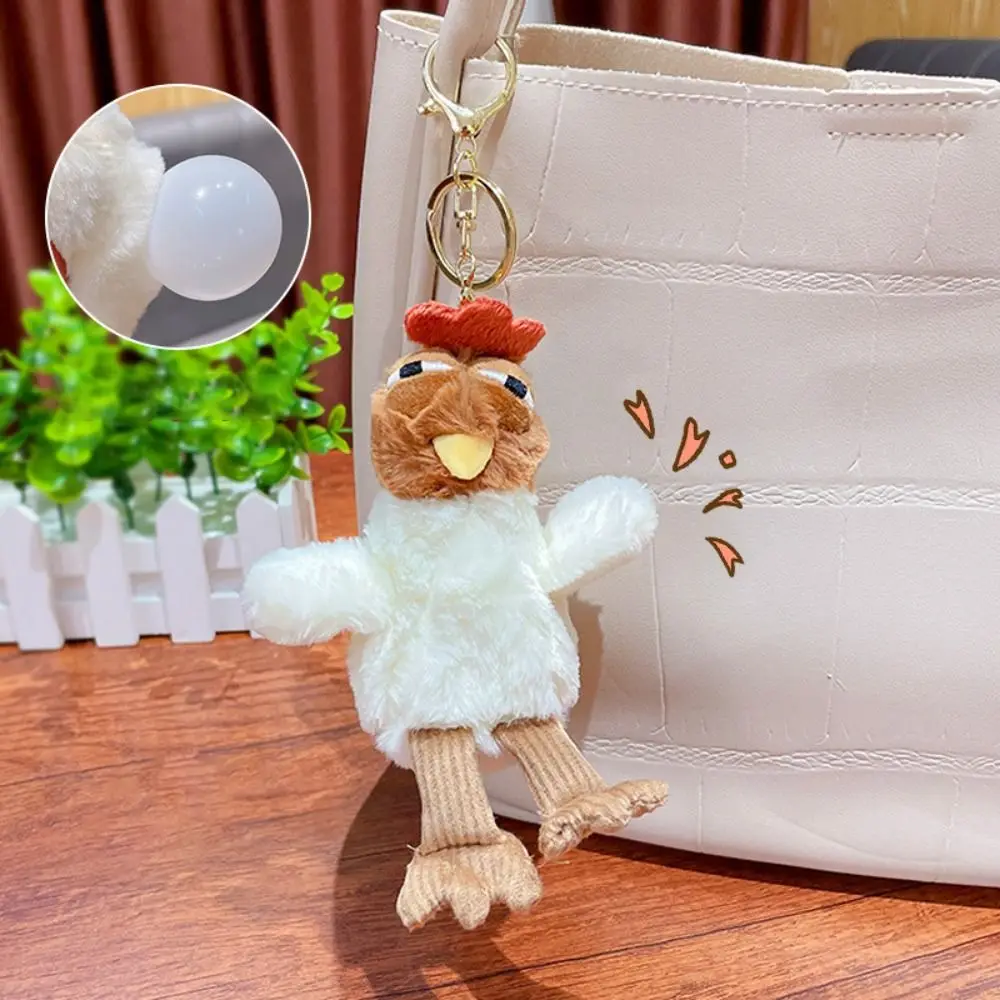 Cuddly Egg-laying Chicken Keychain Plush Funny Squeaking Plush Doll Toy Creative Hanging Stuffed Bag Pendant Schoolbag Pendant