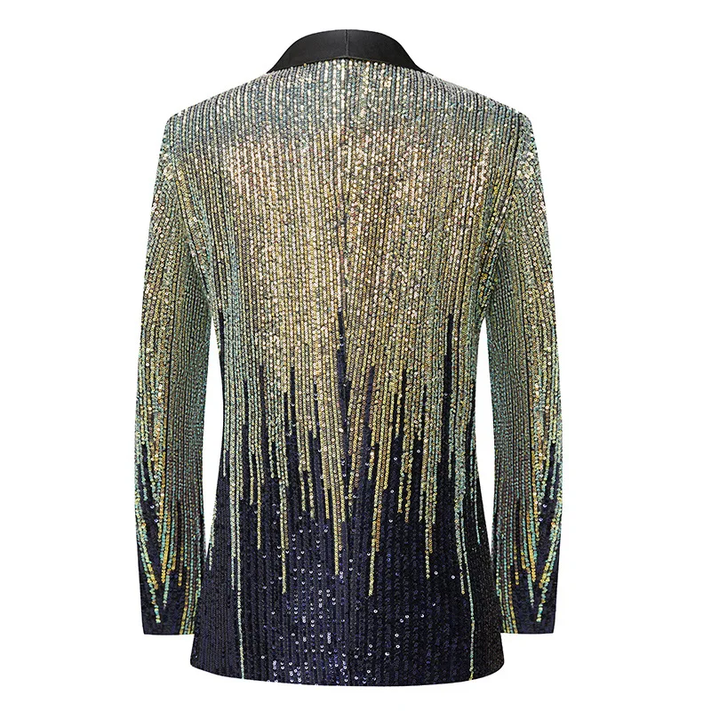 Abiti da ballo per ragazzi Blazer verde con paillettes sfumate di meteora da uomo Summer Bar Singer costumi da spettacolo teatrale