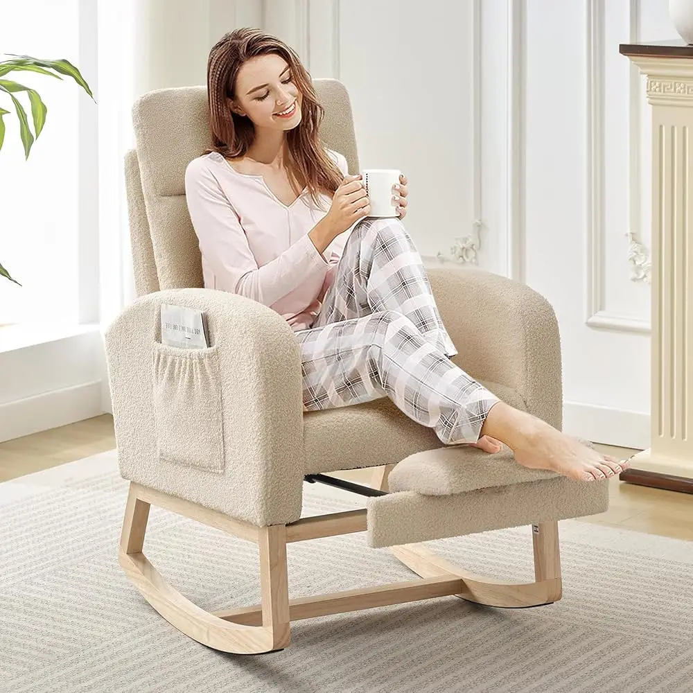 

Free ShippingRocking Chair Nursery, Nursing Rocking Chairs with Foot Rest for Mom Nursery,Rocker Glider Chair with High Backrest