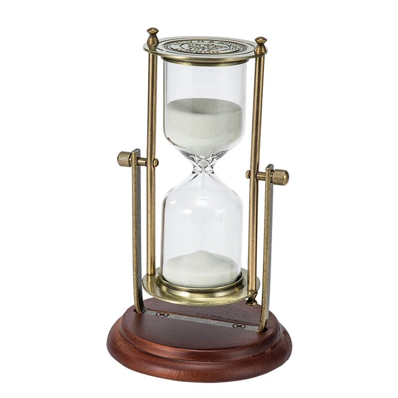 2 قطعة الأوروبية الرجعية خشب متين المعادن الدورية الساعة الرملية الموقت 15 دقيقة الإبداعية الساعة الرملية الدفتين الحلي