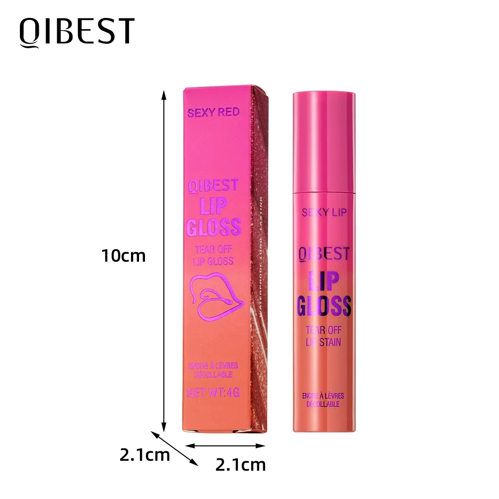 ลิปไลเนอร์แบบลอกได้ Qibest ลิปกลอสเนื้อแมทท์ กันน้ำ สีแดงน้ำตาล ติดทนนาน ไม่หลุดลอกง่าย ลิปสติกเนื้อแมทท์สำหรับเขียนขอบริมฝีปากและแต่งหน้า