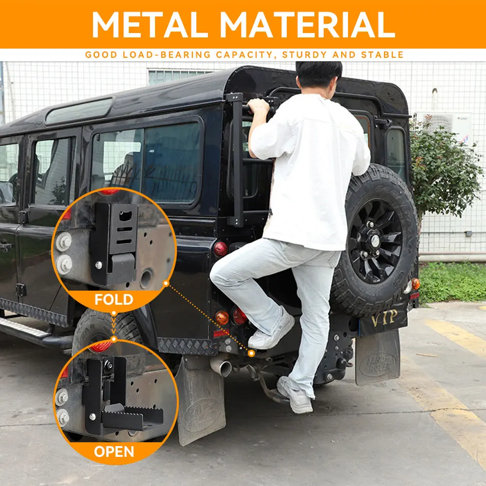 Dream Car High Quality Metal Stairs Rear Tailgate Ladder With Rear Pedal For Classic Defender 110 90