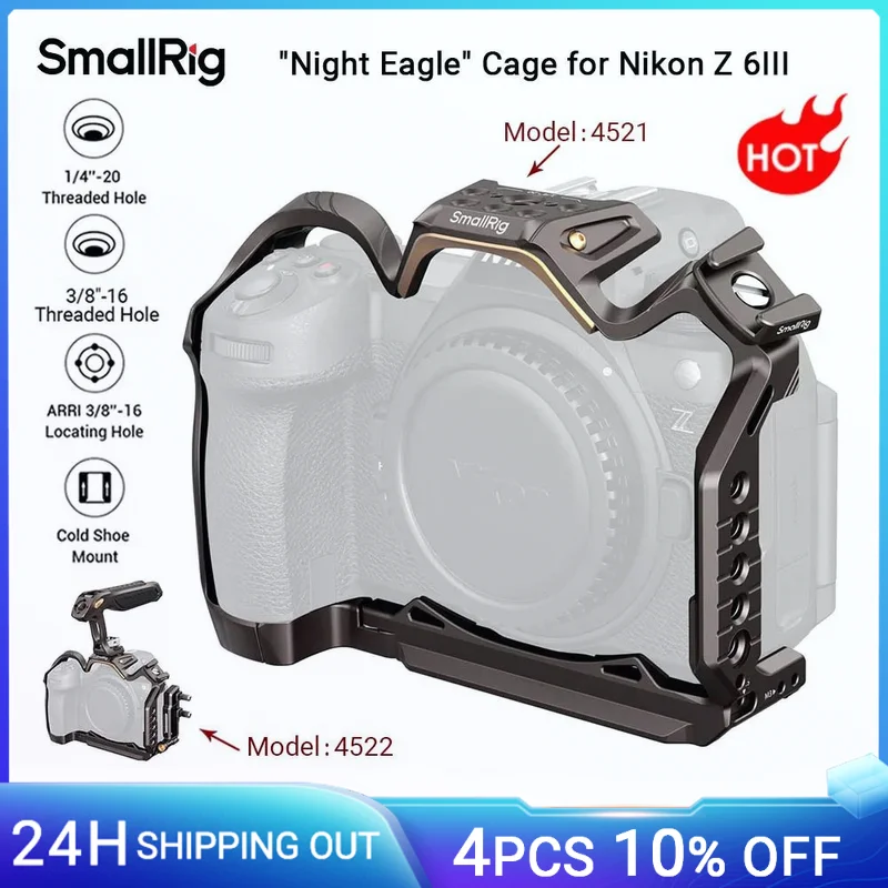 SmallRig Night Eagle Z6III Camera Cage for Nikon Z6 III with Quick Release Plate for Arca-Swiss, w Cold Shoefor Mic & Light 4521