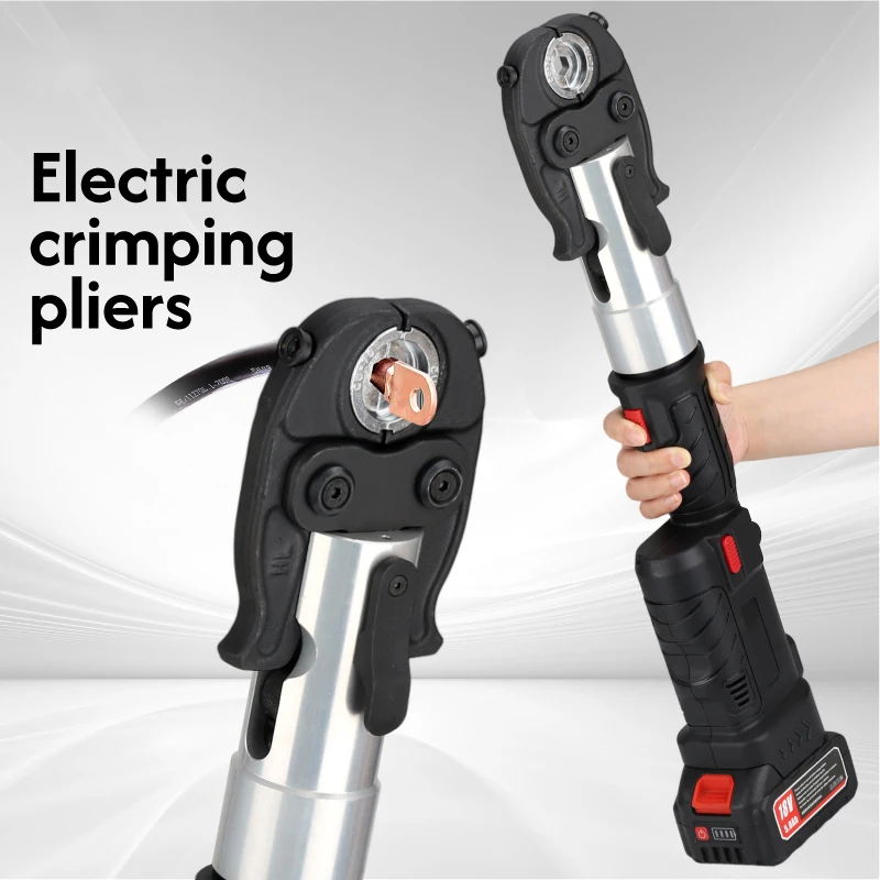 Battery Operated Hydraulic Crimping Tool Set Electric Wire Cable Crimper Copper/Aluminum Cable Lug Pliers
