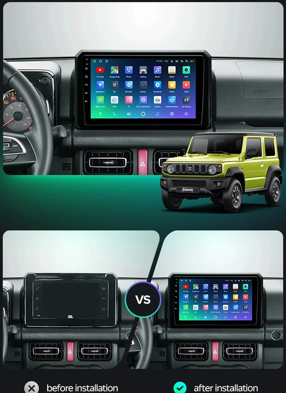 Android 14 For Suzuki Jimny 2018 2019 2020 Car Radio Multimedia Stereo Video Player GPS Navigation Carplay Auto DSP RDS 2Din DVD