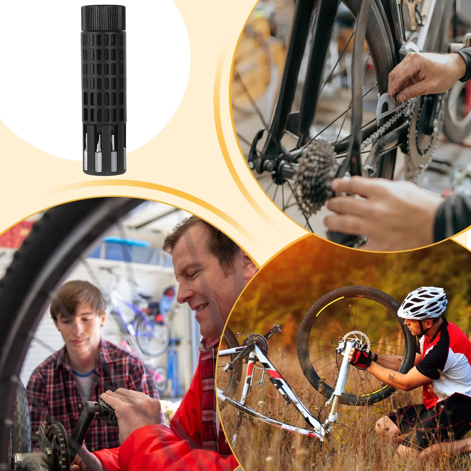 

Bike Tire Tool Biking Wheel Disassembly Tool Portable Cylindrical Ratchet Tire Repair Kit For Trail Road Gravel Bicycle