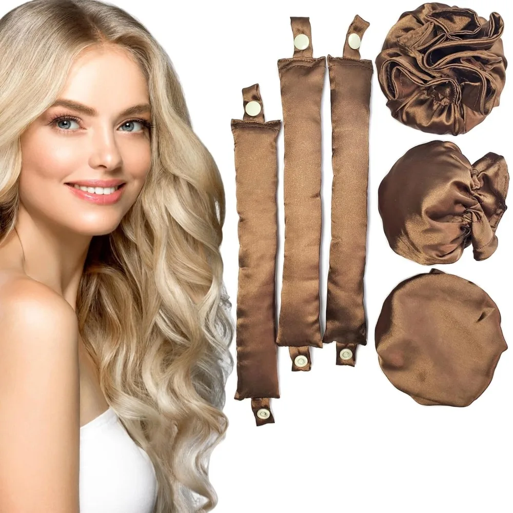 Satin-Haarwickler ohne Hitze für über Nacht, Satin-Lockenwickler-Set ohne Hitze, Lockenwickler zum Schlafen, Lockenmütze, Styling-Zubehör