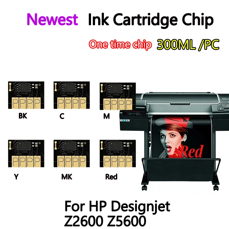 745 745XL 300ML Ink Cartridge Chip HP Designjet Z2600 Z5600 Printer (6 color 300ML) For HP745 745XL Ink Cartridge Chip