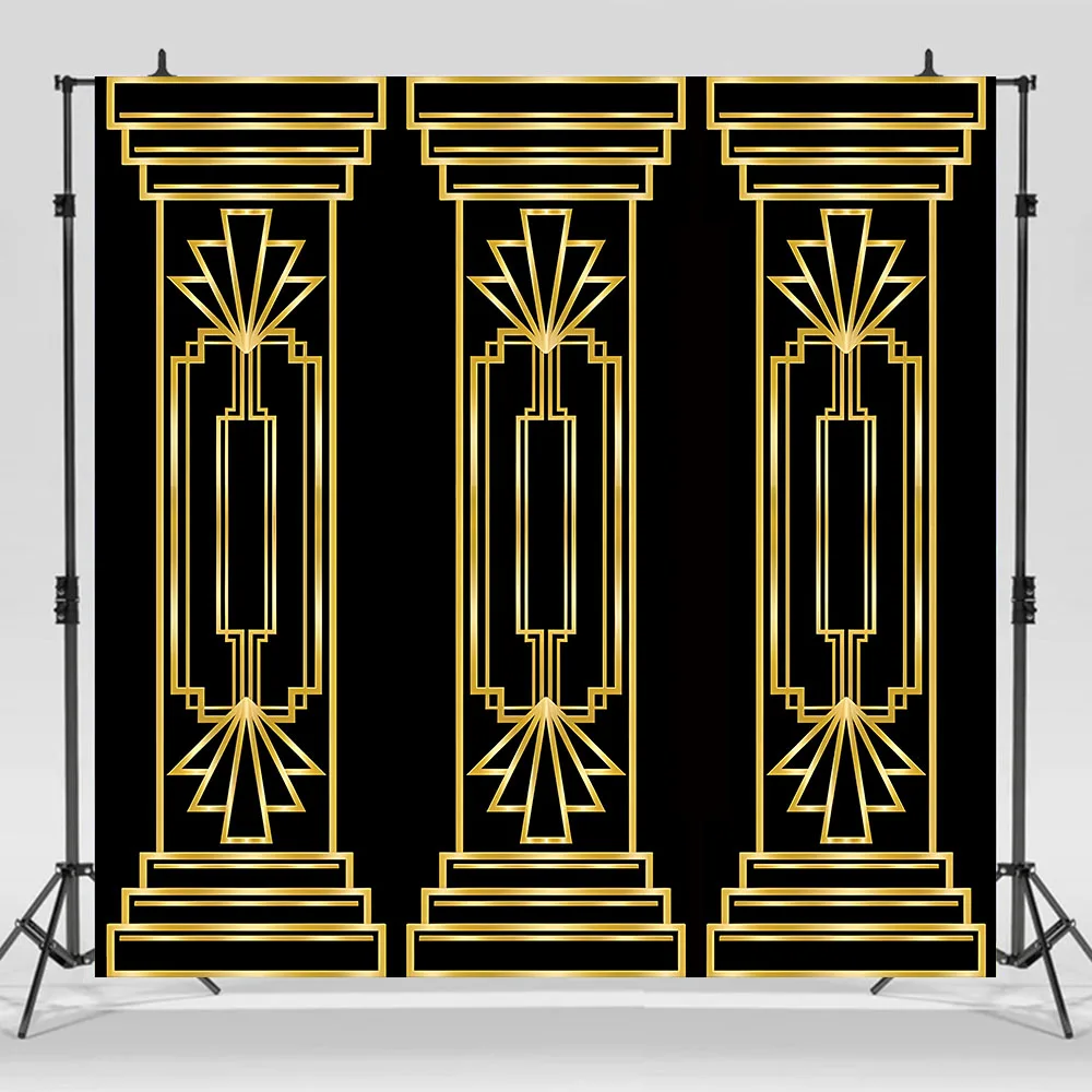 

Great Gatsby Theme 30th 40th 50th Birthday Party Club Decor Banner Backdrop 20s 1920s Black Gold Photography Background Custom