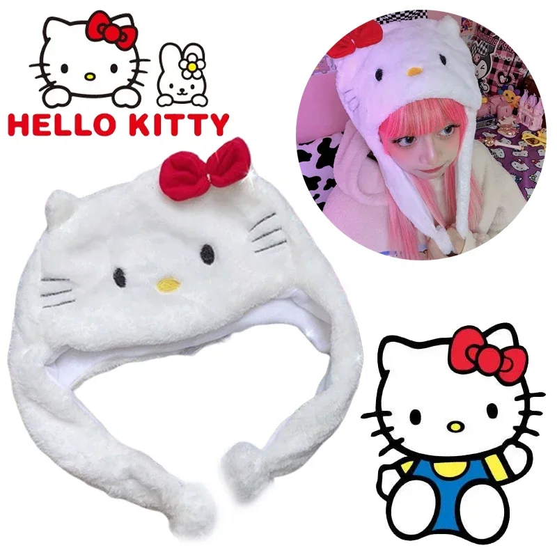 Hello Kitty Beanies Caps Fashion Winter Women Novelty Warm Cute Hat Casual Cotton Hat Scarf Set Casual Solid Women Caps Present