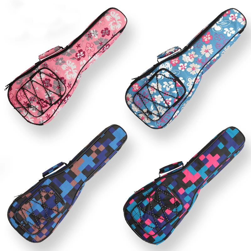 Multi-Colorful Hand Folk Ukulele Carry Bag Cotton Padded Case For Ukulele Guitar Parts Accessories 10mm Pad