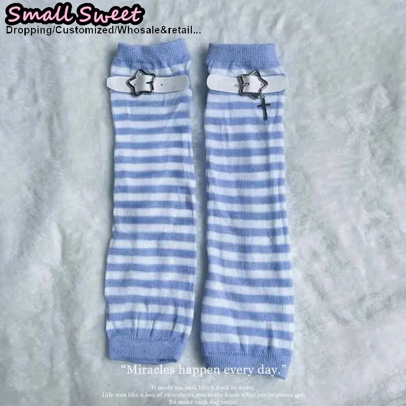 المرأة محبوك القوطية لوليتا Y2k الفتيات لوليتا JK القوط شريط غطاء للأكمام نصف إصبع مدفئات للذراع أصفاد المعصم الدفء قفازات