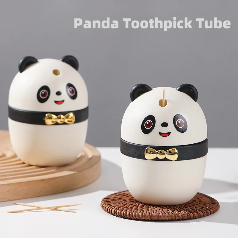 Cartoon Panda Zahnstocher Rohr Drücken Sie Typ Panda Geformt Automatische Unterschrift Zahnstocher Lagerung Box Haushalt Restaurant Zahnstocher