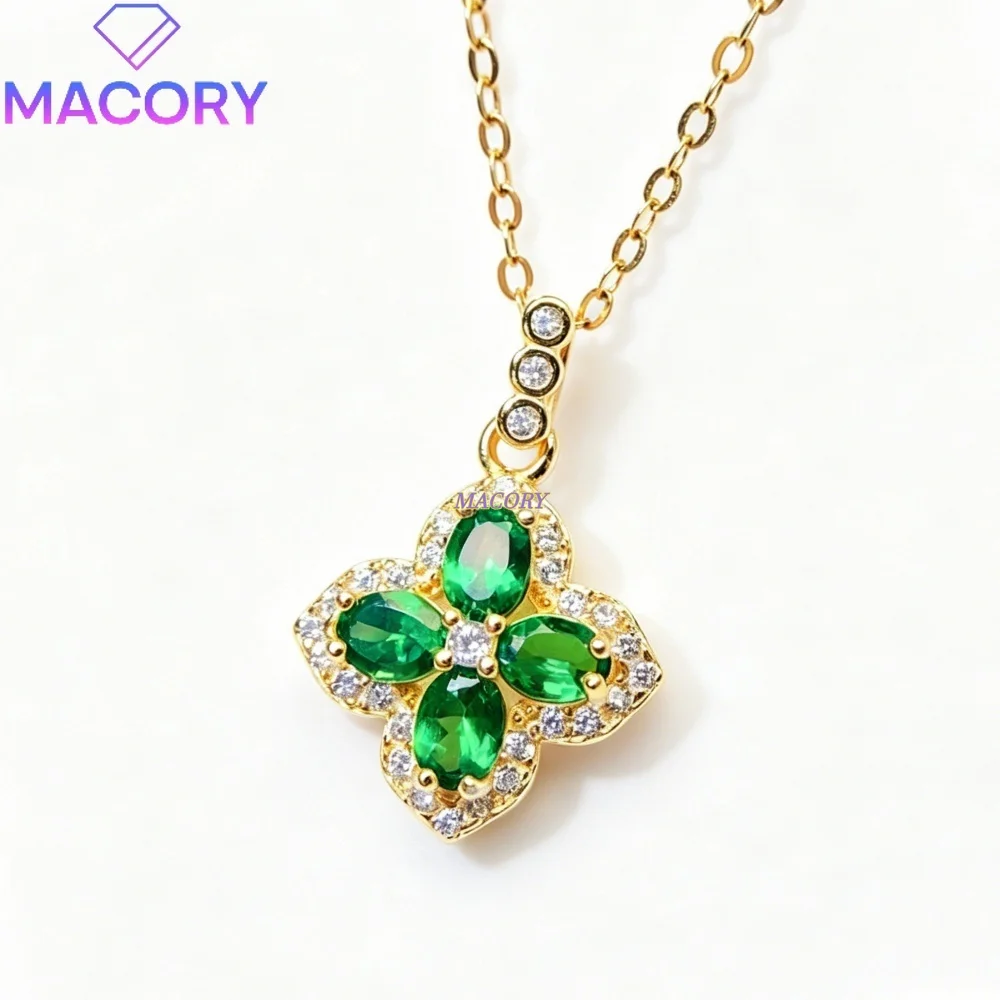 Natural Tsavorite Pendant Necklace S925 Sterling silver Classic and Simple Design Suitable for Daily Commuting and Work Wear