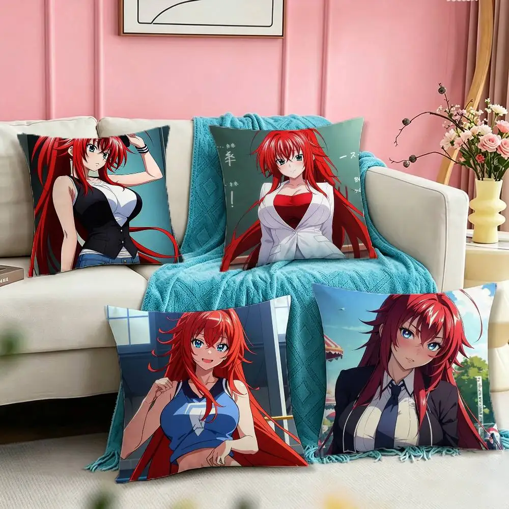 High School DxD Akeno Himejima Laser Square Double-Sided printed Pillow Case Bedroom Bedside Pillow Sofa Cushion Cover
